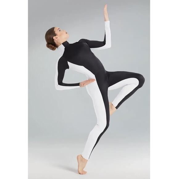 Dance Costume Medium Child Black White Weissman MT11202 Contemporary Modern Acro - Picture 1 of 3